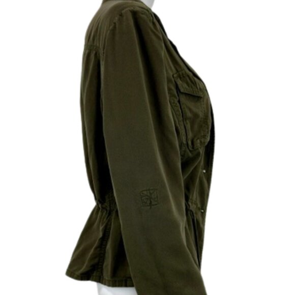 White House Black Market Olive Soft Utility Jacket — Cinched Waist — Size 8 - Picture 5 of 9